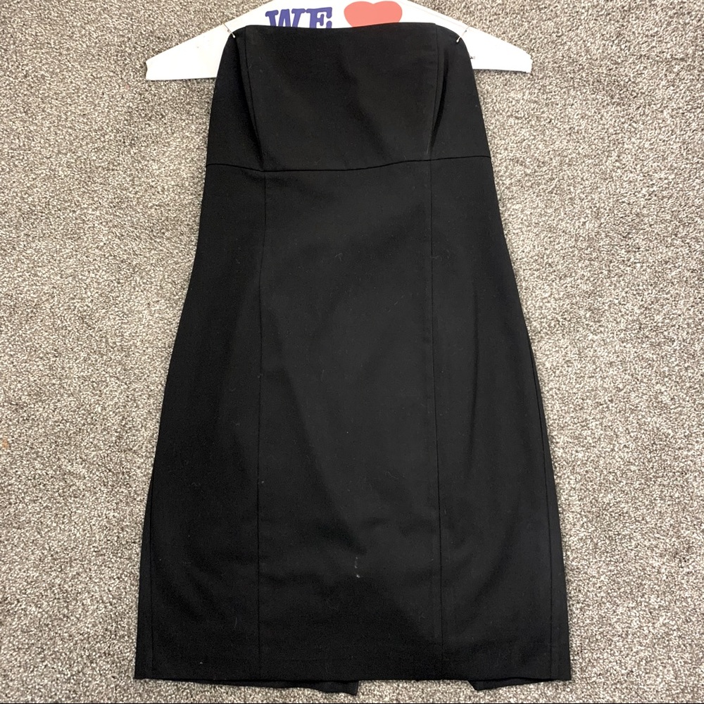 Black Strapless Fitted Mini Dress | Size 4